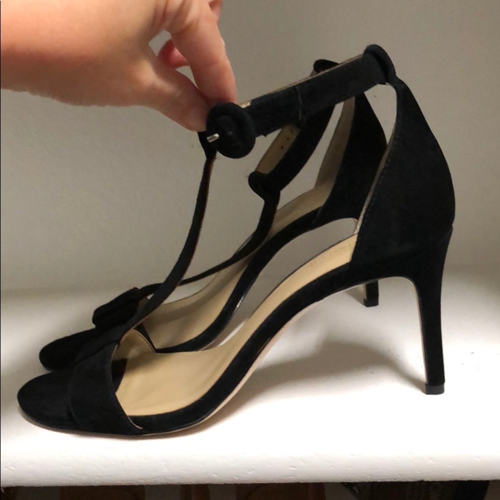 NEW Ann Taylor Black Demi Suede Sandal Heel 7.5